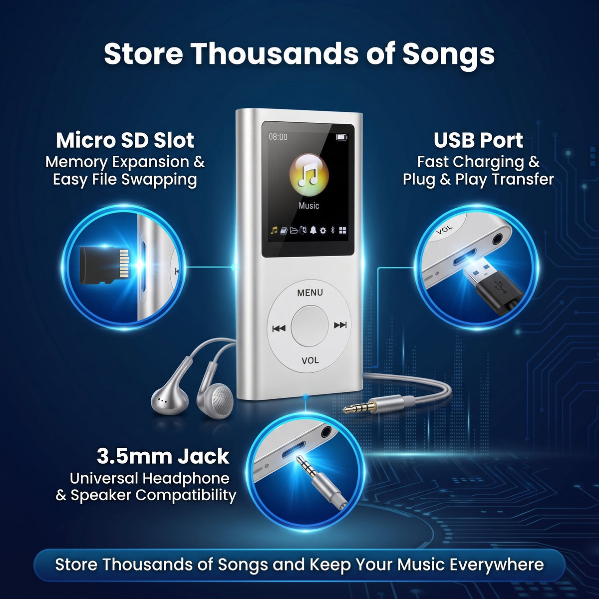 MP3 Player with Screen and Case