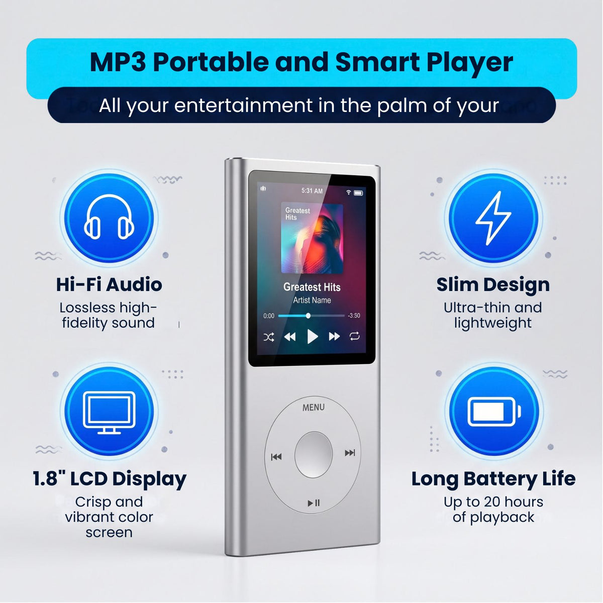 MP3 Player with Screen and Case